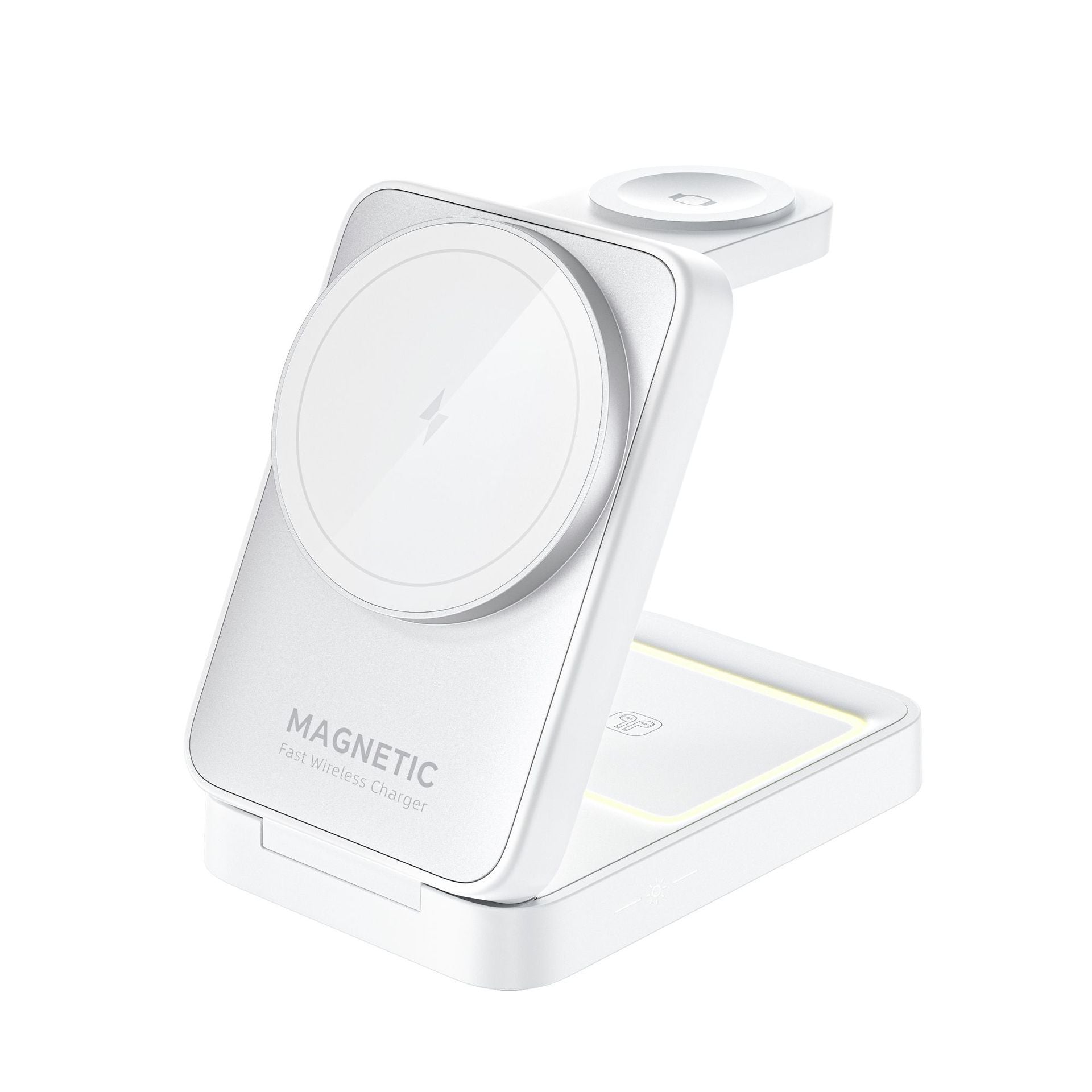 Magnetic three-in-one wireless charger folding desktop phone stand suitable for Apple charging dock